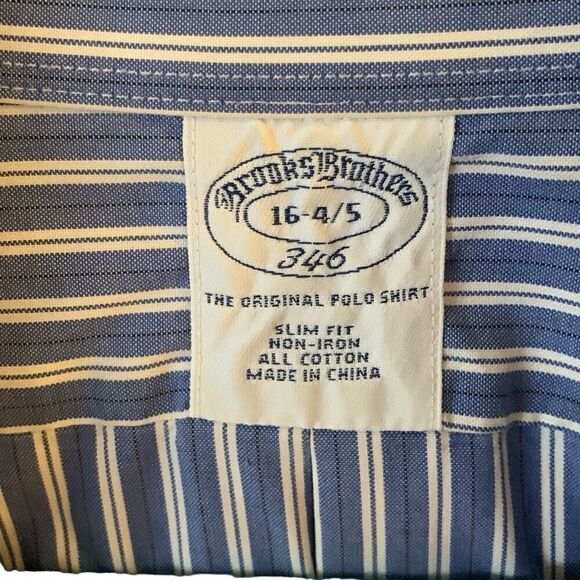 Pre Owned Men’s Brooks Brothers Long Sleeve Button Up Classic Pinst Sz 16 4/5 - Picture 11 of 11